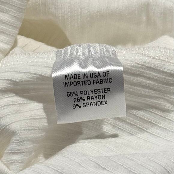 NWT Drew Bodysuit Ribbed V Neck Long Sleeve Minimalist Classic Off White Small - Picture 3 of 5